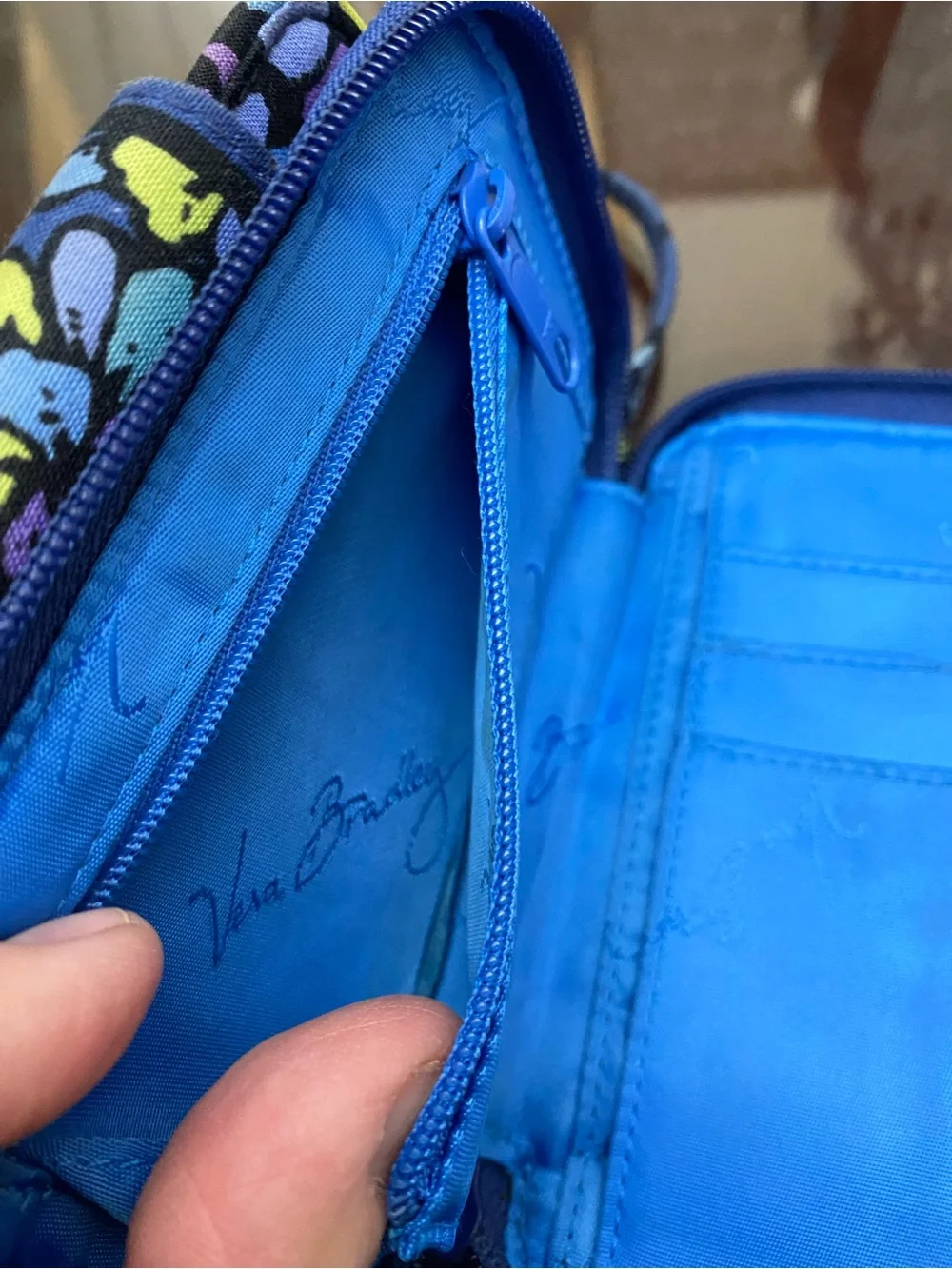 Vera Bradley Cotton RFID Double Zip ID Wristlet - Blue Floral